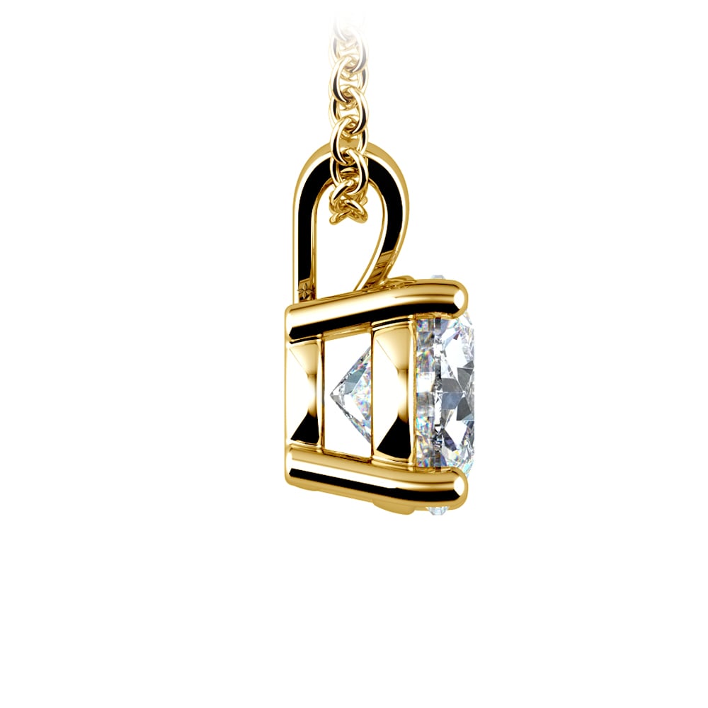 0.5/ 0.75 Ctw Prong Set Round Diamond Pendant In White /Yellow Gold G-VS